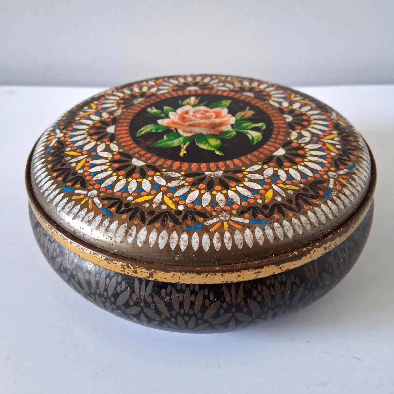 Vintage Rose Metal Tin England - Etsy