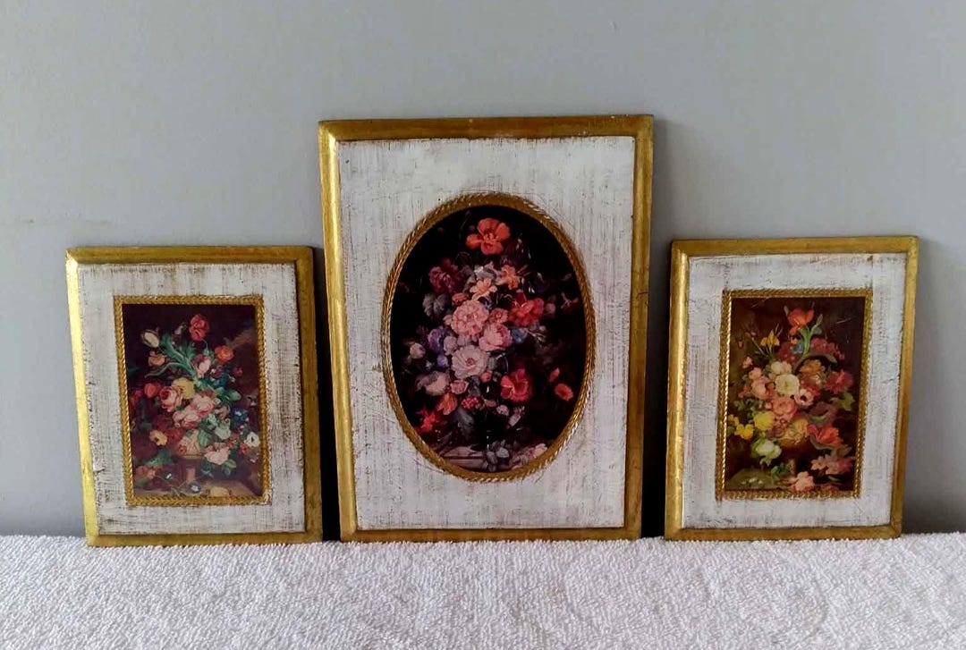 Vintage Italian Florentine Floral Plaques Made in Italy. - Etsy