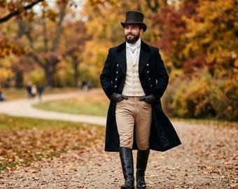 Custom Men’s Regency Tailcoat – Victorian Gentleman Frock Coat 19th Century Vintage Formal Wear, British Historical Wedding & Cosplay Outfit