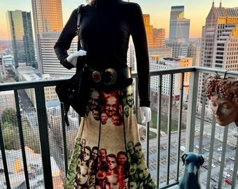 Jean Paul GAULTIER マキシスカート ヴィンテージ 90s 90s Jean Paul Gaultier Red Embroidered Eyelet Mesh Peasant Skirt