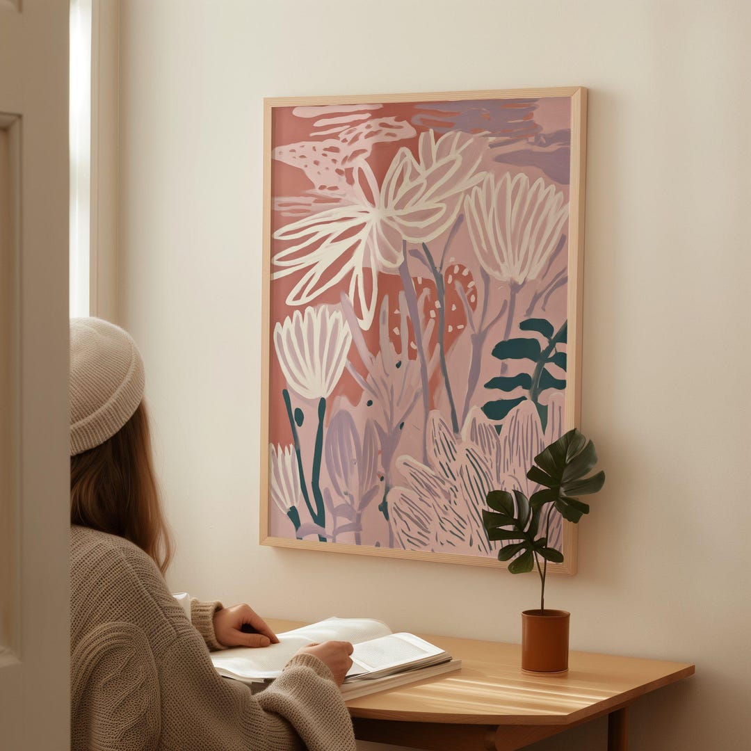 Botanical Wall Art Wabi Sabi Abstract Floral Painting Modern Boho Home ...