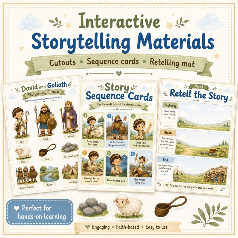 David and Goliath Bible Activity Pack for Kids (printable PDF) - Etsy
