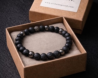 Grounding Lava Stone Hematite Bracelet | Handmade NYC Recovery Jewelry