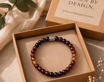 Baltic Amber Bracelet | Cherry Cognac Butterscotch Mixed Amber Stretch Bracelet | Multi Tone Genuine Amber AVILA