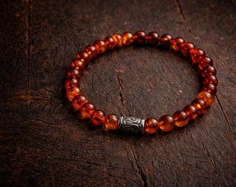 Baltic Amber Bracelet for Women | Genuine Amber Jewelry | Handmade NYC | Minimalist Stretch Bracelet | The Light Within by AVILA