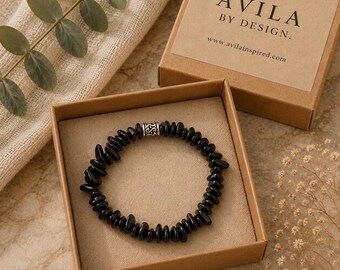 Black Tourmaline Protection Bracelet | Freeform Tourmaline Crystal Jewelry | Negative Energy Grounding Stone | Unisex Gift