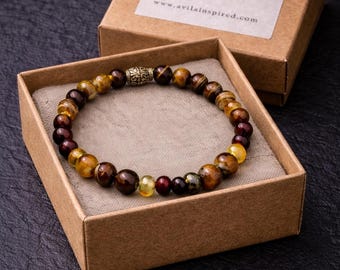 Baltic Amber & Tiger’s Eye Bracelet Gift | Handmade Gemstone Bracelet | Meaningful Jewelry