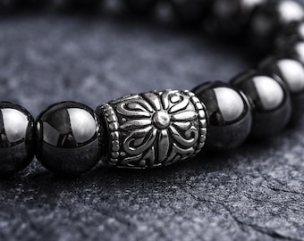 Hematite Beaded Bracelet | Grounding, Protection, Anxiety Relief, Handmade Jewelry