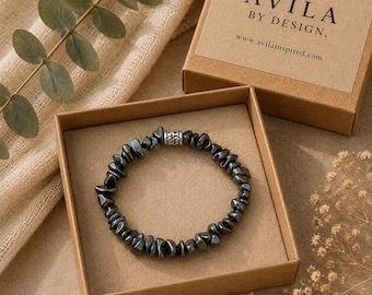 Freeform Hematite Bracelet | Hematite Crystal Protection Jewelry | Grounding Stone Bracelet | Unisex Spiritual Gift