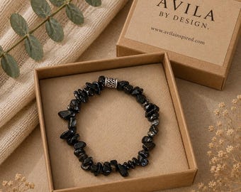 Black Onyx Protection Bracelet | Freeform Onyx Gemstone Jewelry | Strength Grounding Crystal Bracelet | Unisex Stone Gift