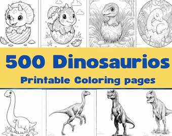 500 Dinosaur Coloring Pages Printable – Huge Dino Activity Pack for Preschool & Elementary Kids – PDF Download