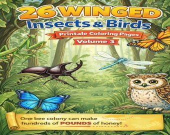 Coloring Book of Flying Animals – Volume 3 | 26 Printable Pages with Incredible Facts