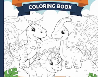 Printable Dinosaur Coloring Book for Kids 4-8 – 50 Young Dinosaurs – Instant Download PDF Coloring Pages