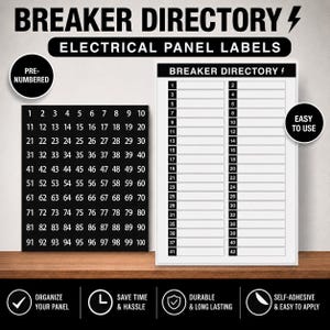 42 Circuit- Adhesive Breaker Panel Label Directory Black & White
