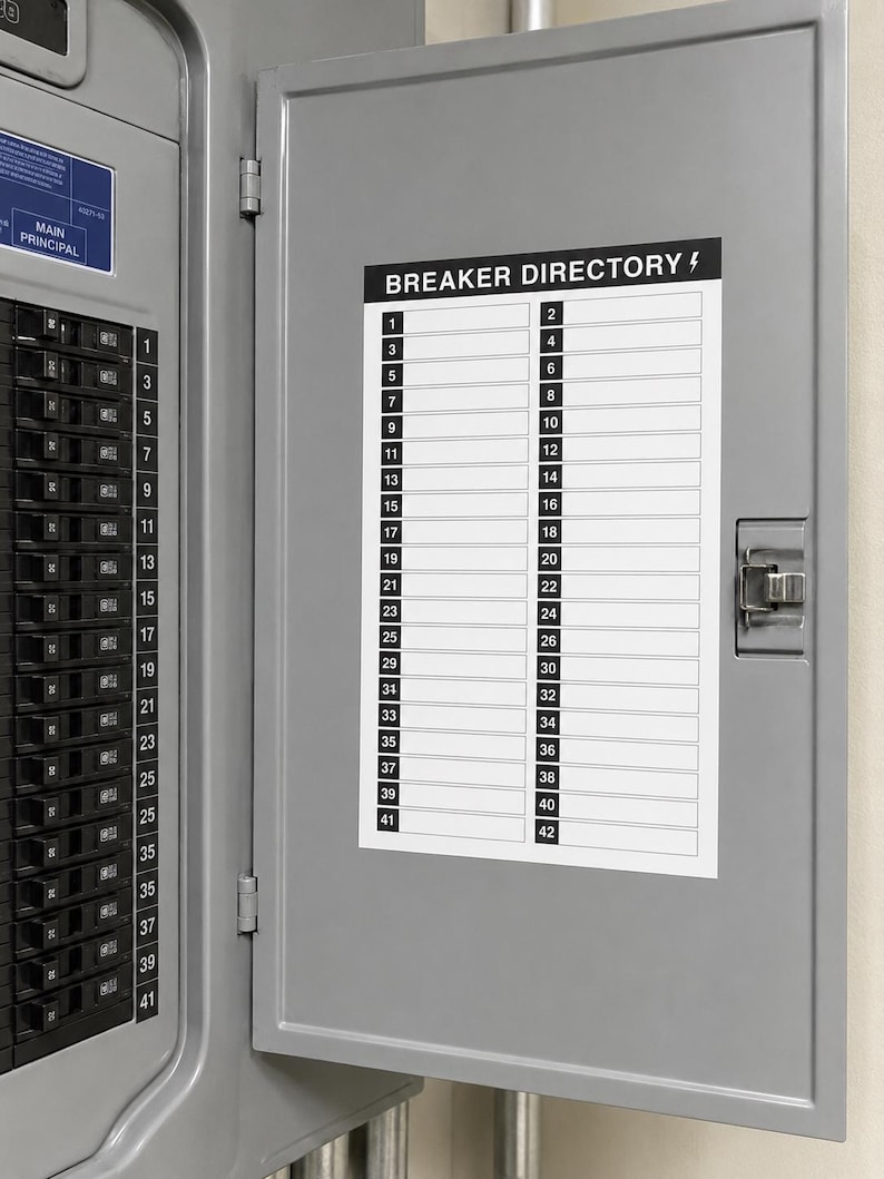 Breaker Directory Sticker 42 Circuit- Adhesive Breaker Panel Label Directory Black & White - Etsy