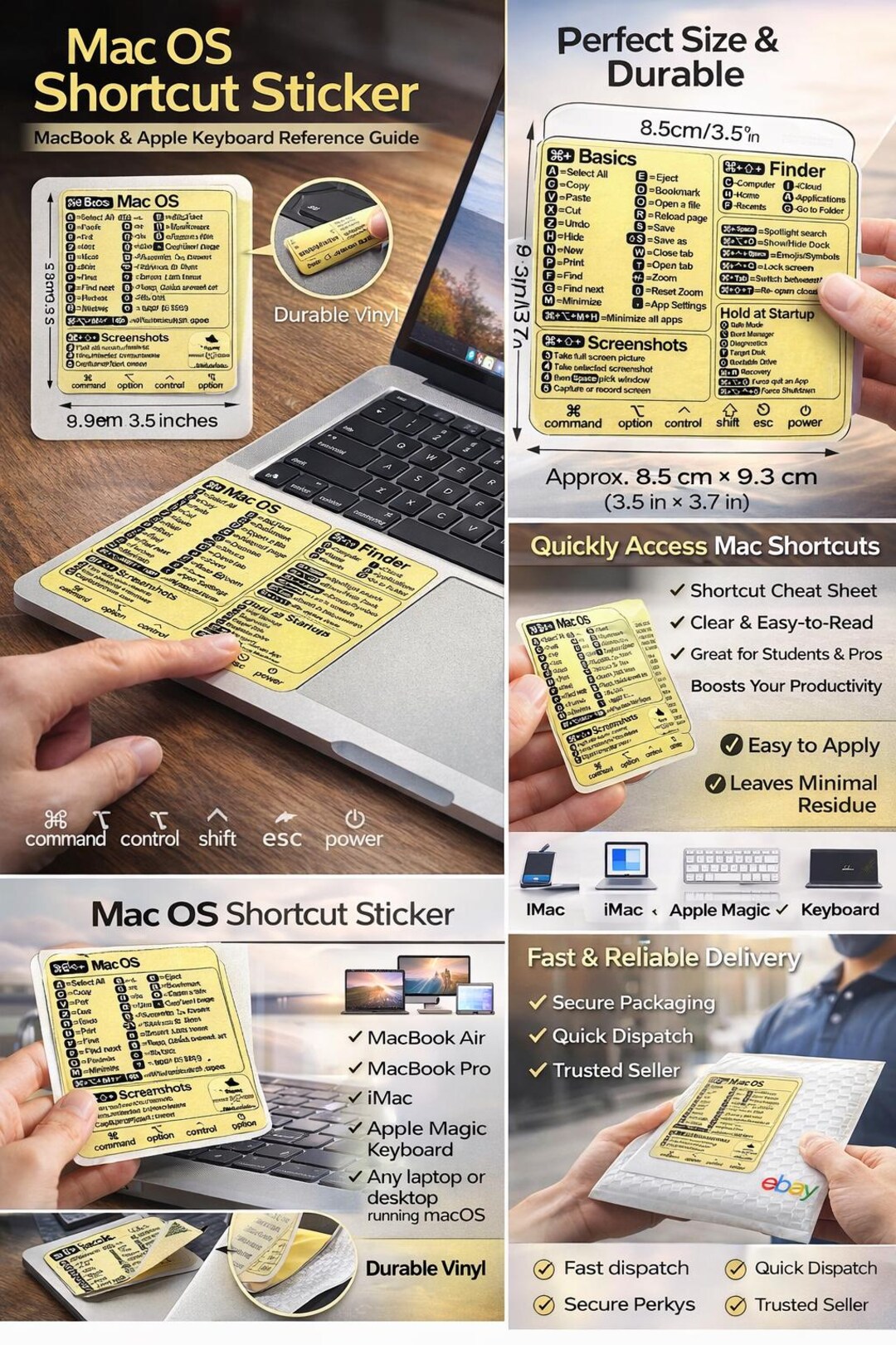 Mac OS Keyboard Shortcut Sticker for MacBook & Apple Keyboards - Etsy