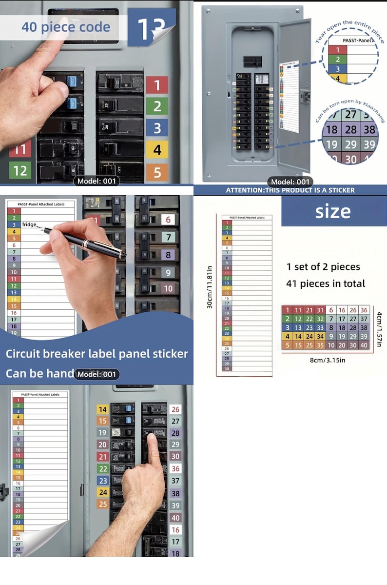 30 Circuit- Adhesive Breaker Panel Label Directory Multi Color - Etsy