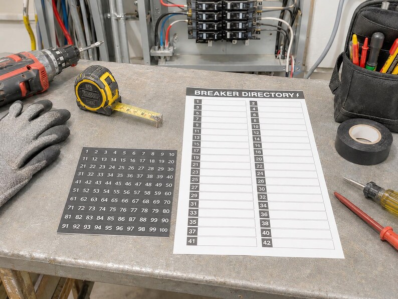 Breaker Directory Sticker 42 Circuit- Adhesive Breaker Panel Label Directory Black & White - Etsy