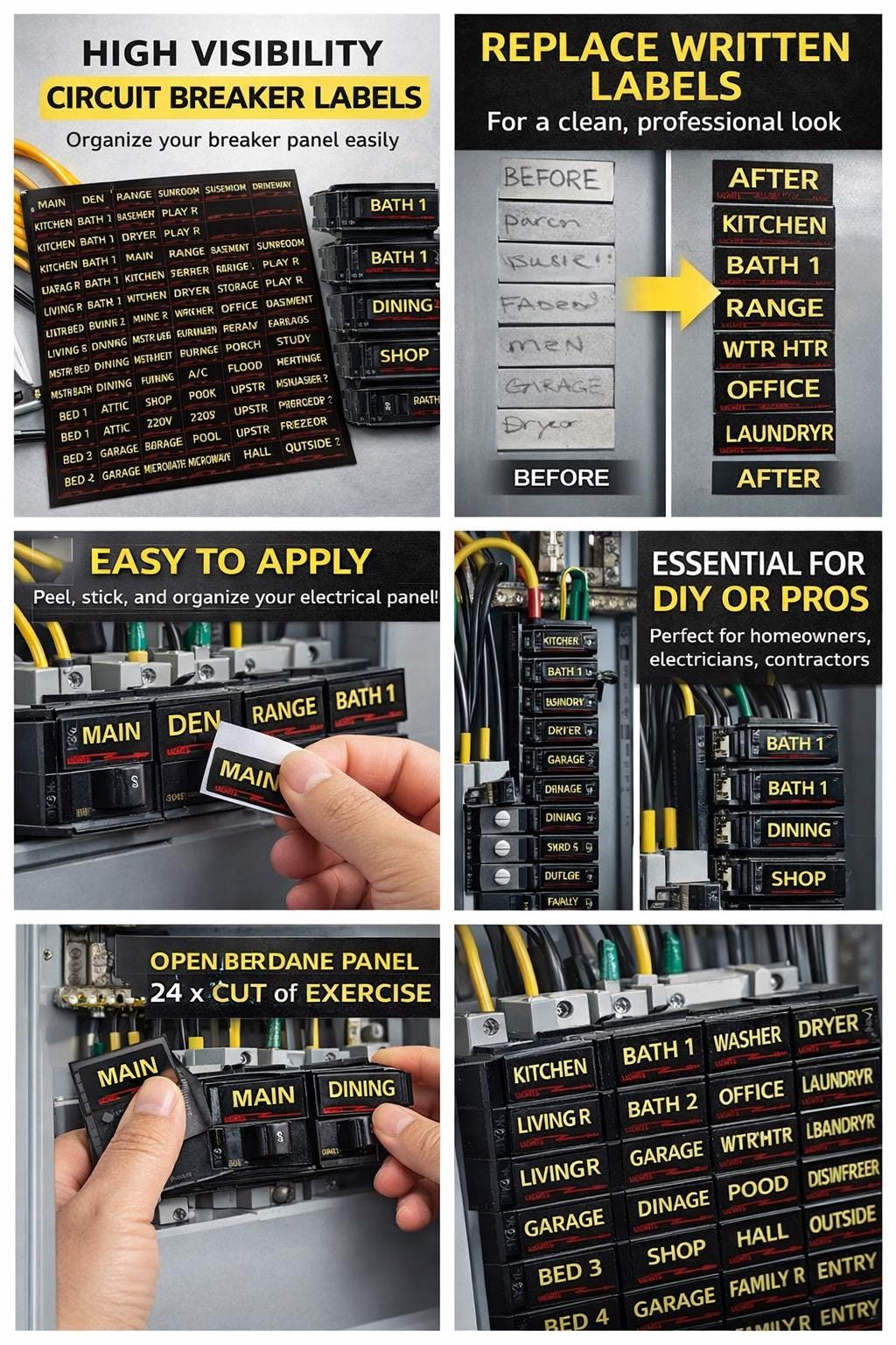 129 Piece Circuit Breaker Panel Label Stickers – Easy Read Electrical ...