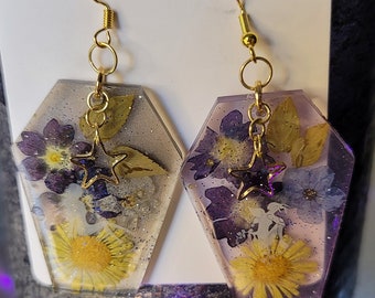 Fairy Flower Garden Coffin Shaped Earrings
