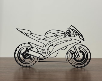Silhouette Yamaha R6 2006-2016 3D | Déco moto personnalisable 18/25 cm | Cadeau motard | Objet bureau | Impression 3D avec support