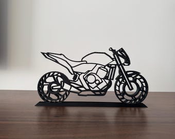 STL Silhouet Honda 600 Hornet | Aanpasbare miniatuur motorfietsdecoratie 18/25 cm | Motorrijder cadeau | Bureauaccessoire | Inclusief standaard