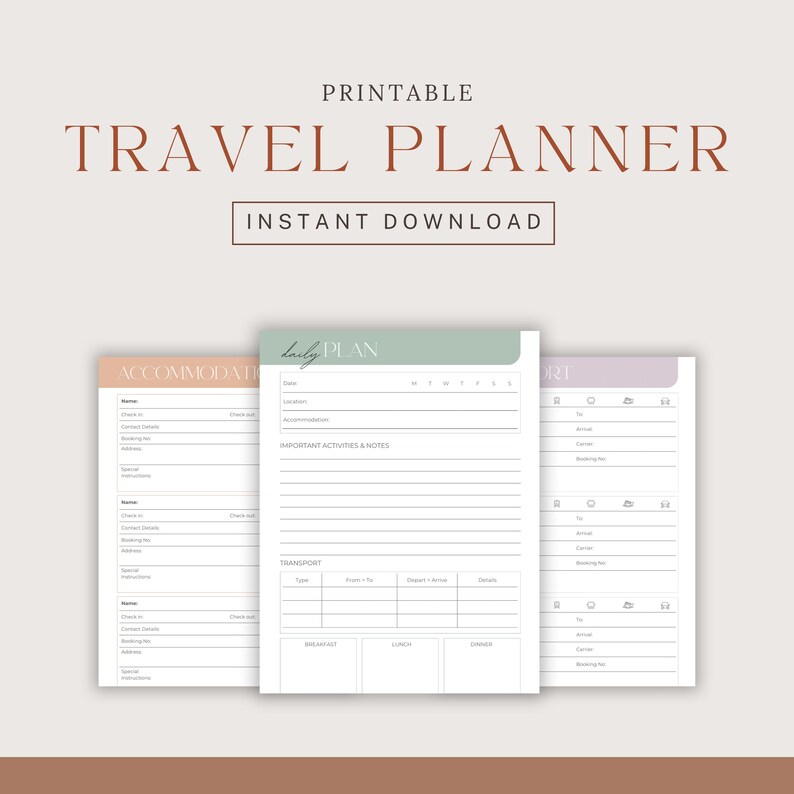 Printable Travel Planner - Etsy
