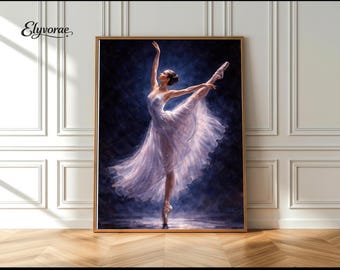 Lámina de bailarina, cuadro de bailarina clásica, decoración romántica (descarga digital)