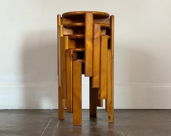 Vintage 1970’s solid pine stackable table stools