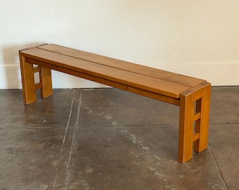 Maison Regain Elm Bench – 1980s Vintage