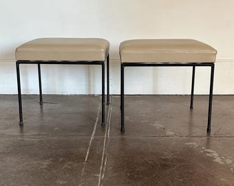 Vintage Paul Mccobb Leather Stools