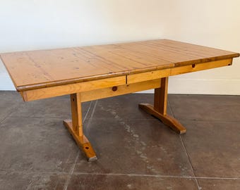 Vintage 1970's solid pine dining table