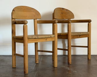 Vintage 1970s Rainer Daumiller Solid Pine Accent Chairs