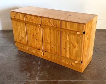 Vintage 1970s French Pine and Oak Credenza / Sideboard