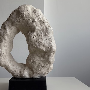 Nodus Mixed Media Sculpture, Hand-Sculpted Clay and Stone Art, Wabi Sabi Gallery Object