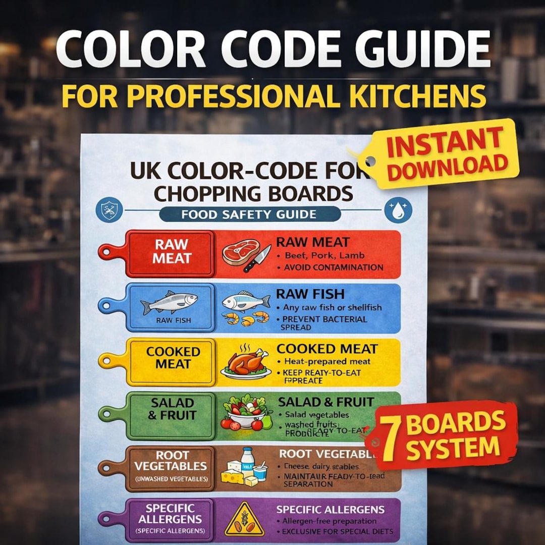 UK Chopping Board Color Code Poster | Food Safety Guide (digital ...