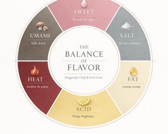 Flavour Balance Infografik Print - Kulinarische Wandkunst für Köche (Digitaler Download)