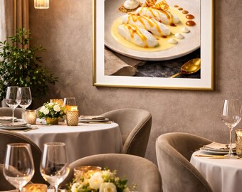 Impresión de Île Flottante: fotografía de postres de alta cocina, arte culinario (descarga digital)