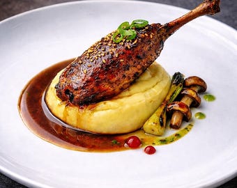 Impresión de Confit de Muslo de Pato: Arte Culinario de Alta Cocina (Descarga Digital)