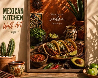 Mexican Taco Kitchen Wall Art,  Food  Printable, (Digital Download)
