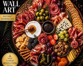 Gourmet Charcuterie Board Wall Art, Food Photography Kitchen Decor (Digital Download)