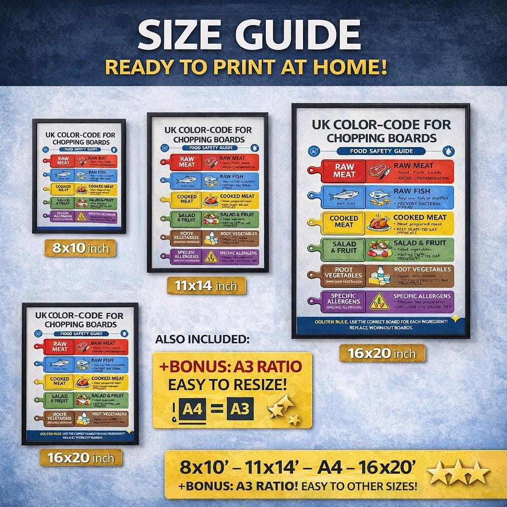 UK Chopping Board Color Code Poster | Food Safety Guide (digital ...