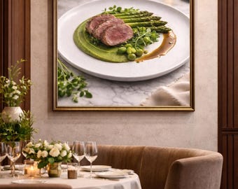 Impresión fotográfica de comida gourmet, arte mural de alta cocina (descarga digital)