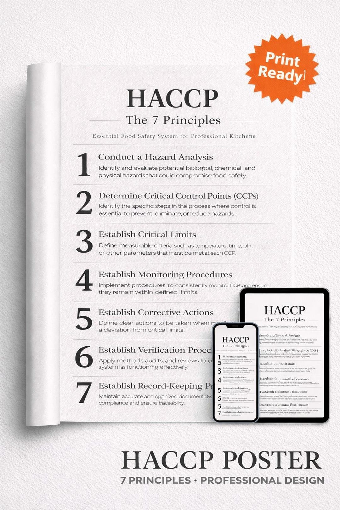 HACCP Poster – 7 Principles Food Safety Chart (instant Download) - Etsy