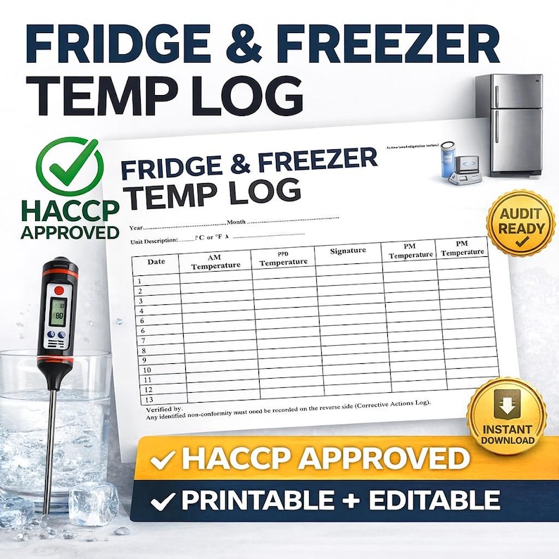 Fridge Checklist Appendix HACCP Fridge Freezer Temperature Log | Food Safety Audit Ready ...