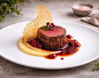 Impresión fotográfica de solomillo de res para alta cocina, arte de cocina gourmet (descarga digital)