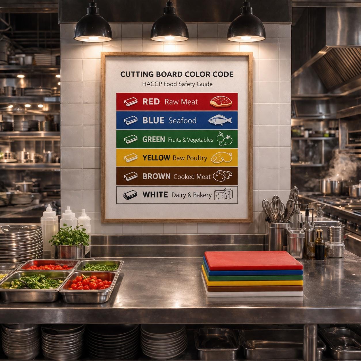 HACCP Chopping Board Color Code Chart, Kitchen Safety Poster (digital ...
