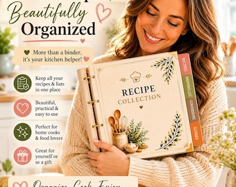 Editable A5 Recipe Binder Printable, Recipe Collection Cookbook Organizer (DOCX, PDF Download)