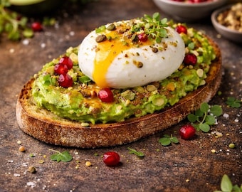 Arte mural imprimible de tostada de aguacate – Impresión de comida moderna para cocina – Descarga digital