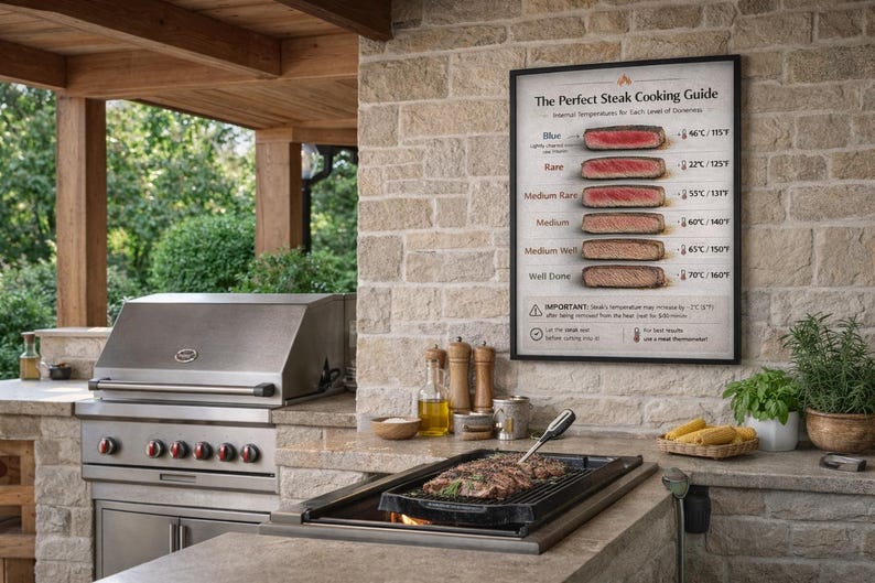 Steak Doneness Guide, Temperature Chart, Kitchen Wall Art (Digital Download) image 7